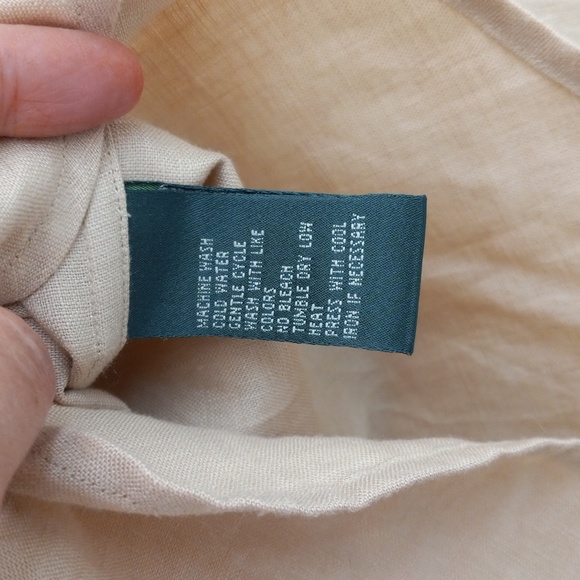 Ralph Lauren Tan 100% Linen Long Sleeve Blouse Excellent Condition Big &Talla - Picture 8 of 10